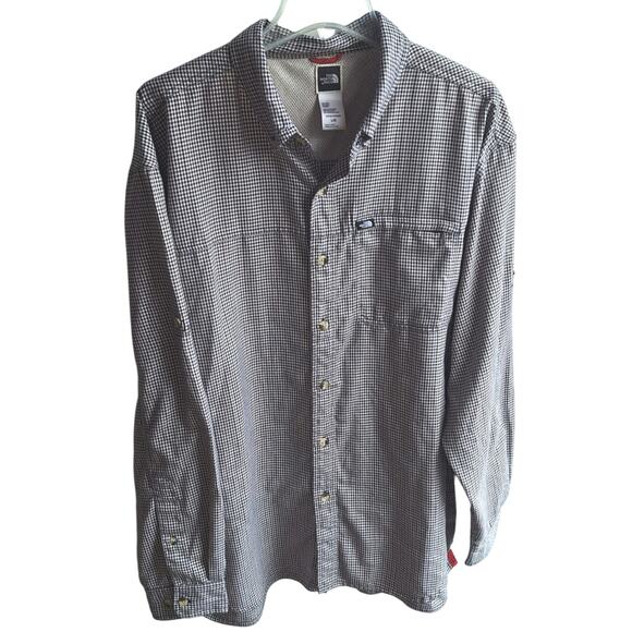 The North Face Men's Large Brown/Black Gingham Checked Button Front Casual Shirt - Picture 1 of 6